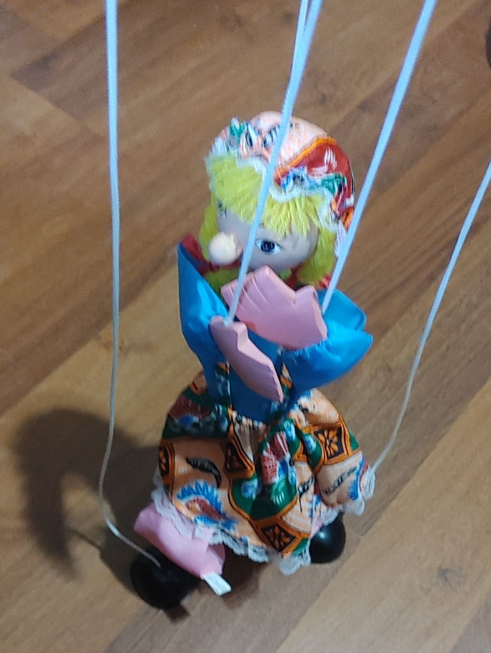 Handcrafted Blue and Pink Puppet Doll